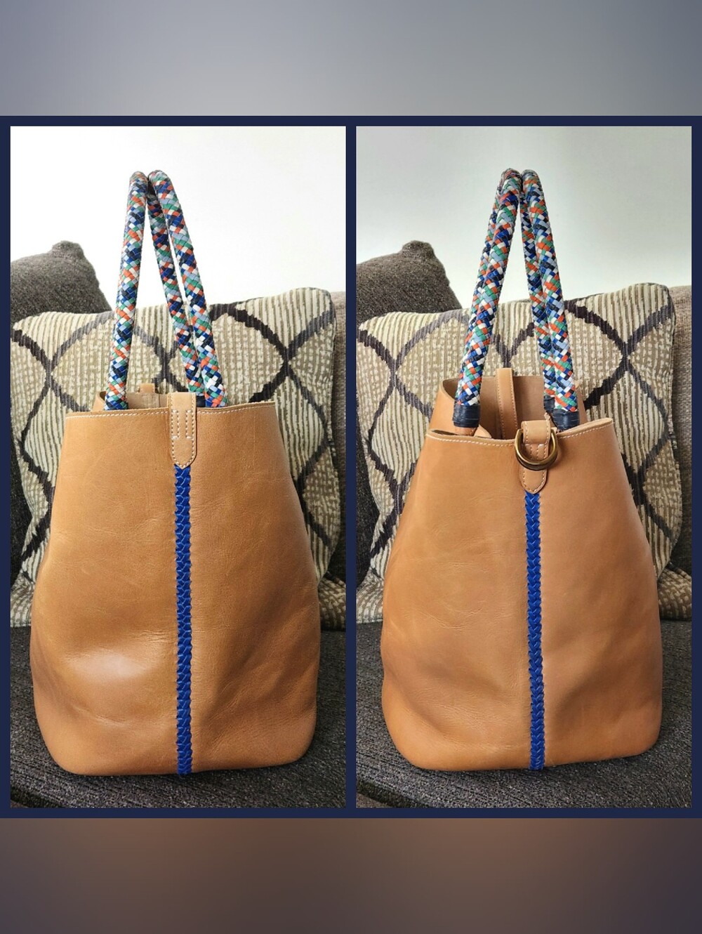 🐎RARE Polo Ralph Lauren🐎 - XL Natural Bellport Tote Bag w/Woven Handles - Picture 5 of 15